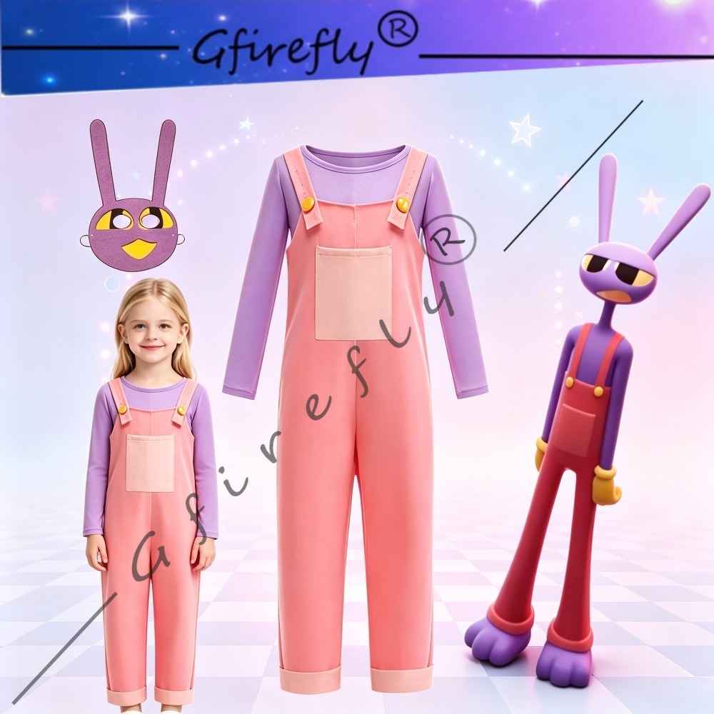 Tie Front Shirt - Circus Jax Kinder-Cosplay-Kostüm Zweiteiliges Outfit T-Shirt
