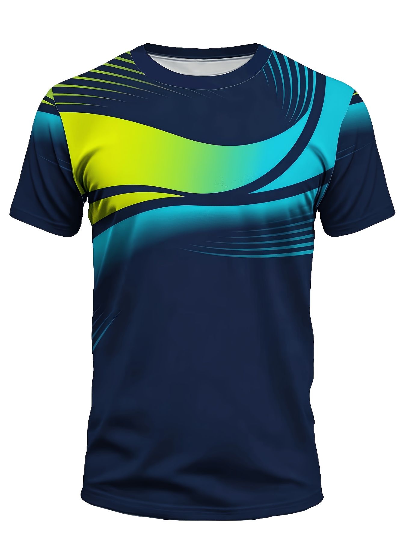 Tie Front Shirt - Herren Hochelastisches Schnelltrocknendes Sport-Kompressionsshirt mit Farbverlauf-Linien-Print