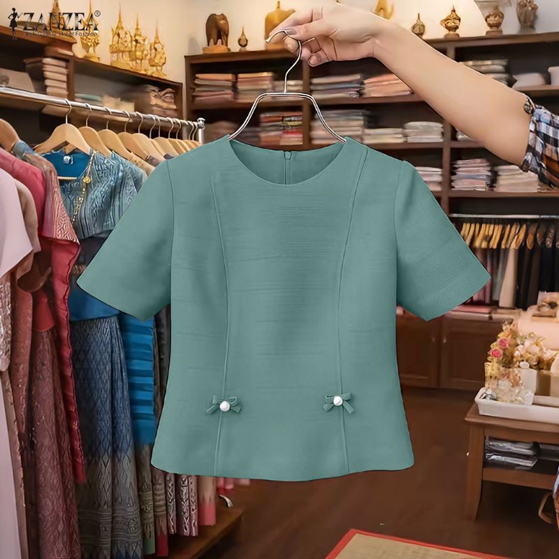 Summer De Clothing - Damen Vintage Elegante Prinzessinnenblusen Sommer O-Ausschnitt