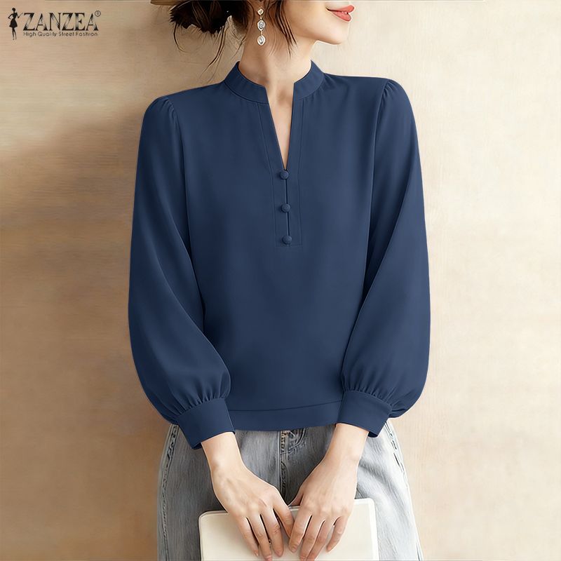 Summer De Clothing - Frau Elegante Mode Lose Blusen V-Ausschnitt