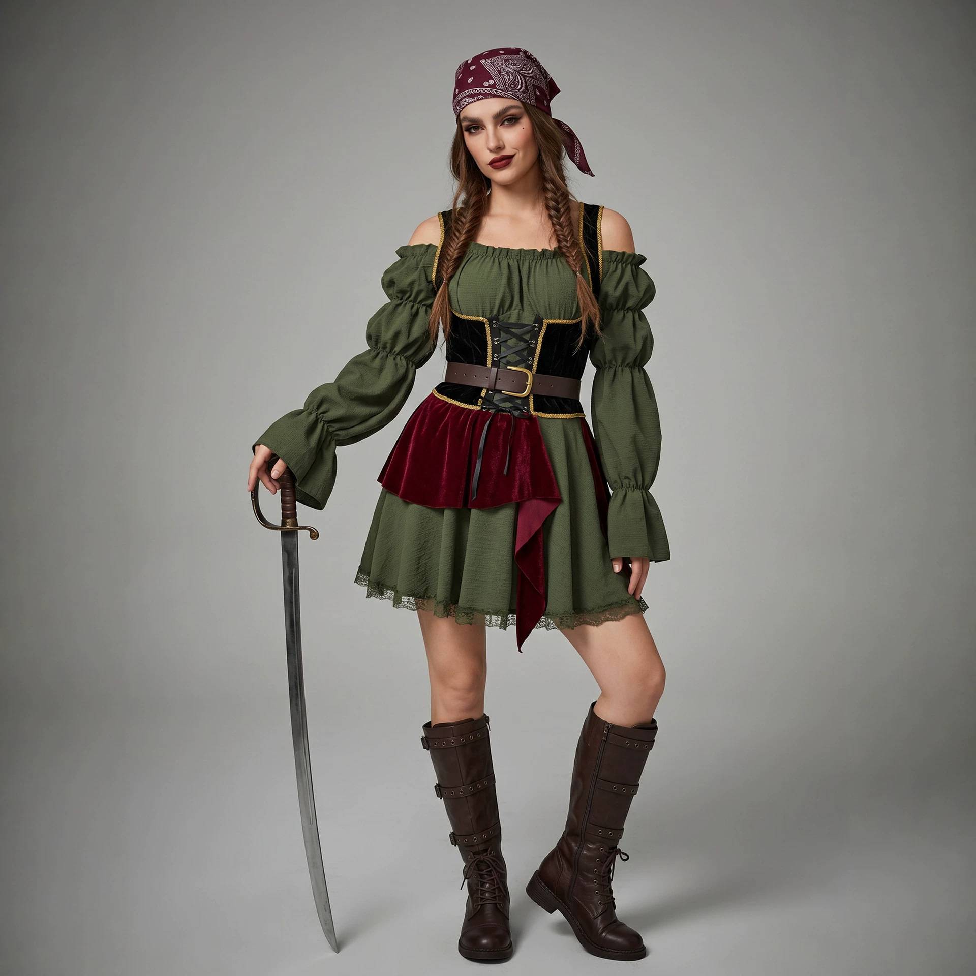 Summer Clothing List - Retro-Piratenkleid Damen-Kostüm Party-Performance-Kleidung Polyester-Stoff Chinesische Produktion