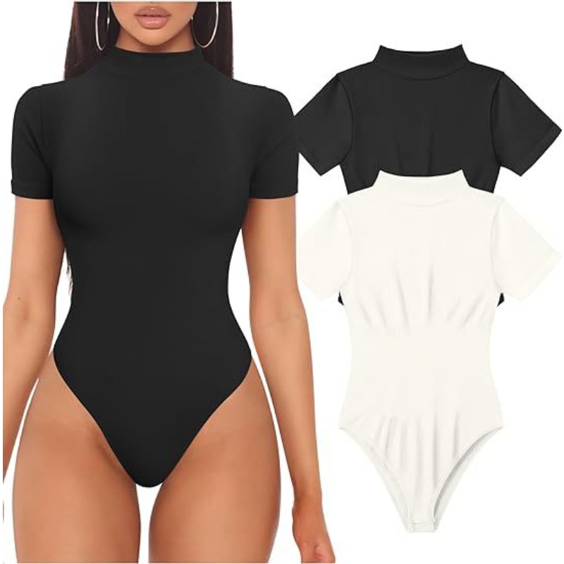 Summer Clothing Bundle - Kurzarm Rollkragen Body Frauen Sexy Tops