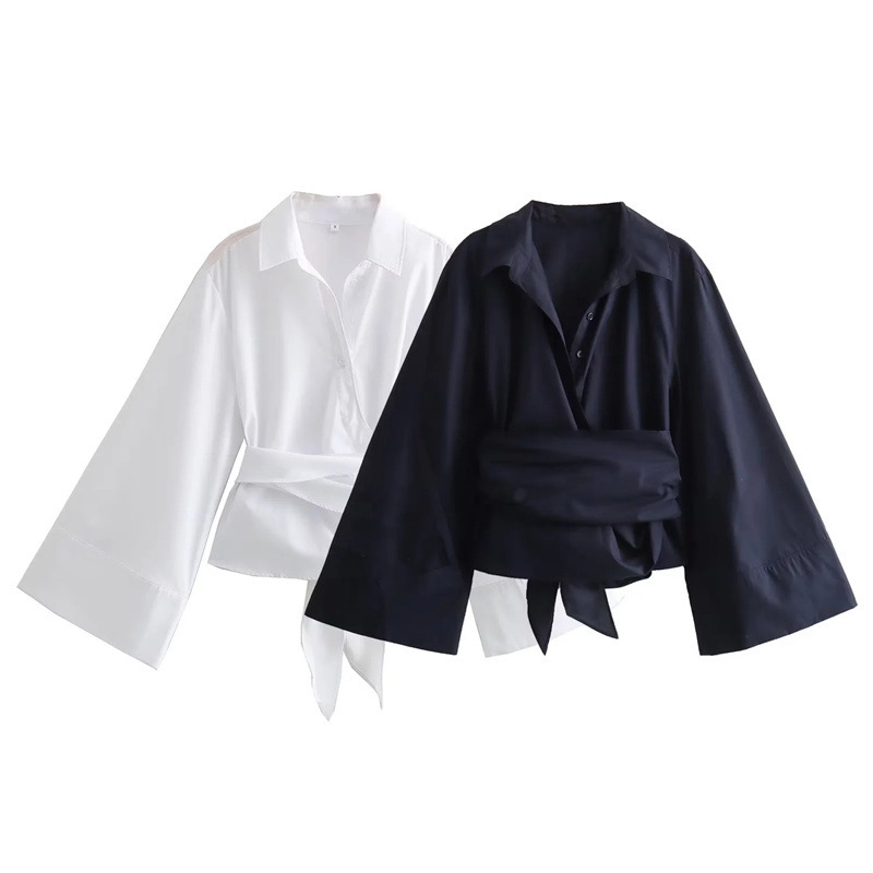 Langarm-Kimono blusen für Dame – Tie Front Shirt Bewertung und Preis