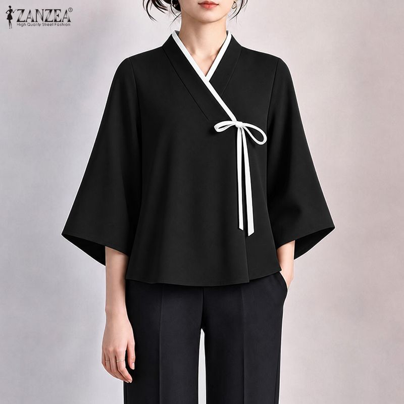 ZANZEA Damen Bluse im chinesis – Tie Front Shirt Bewertung und Preis