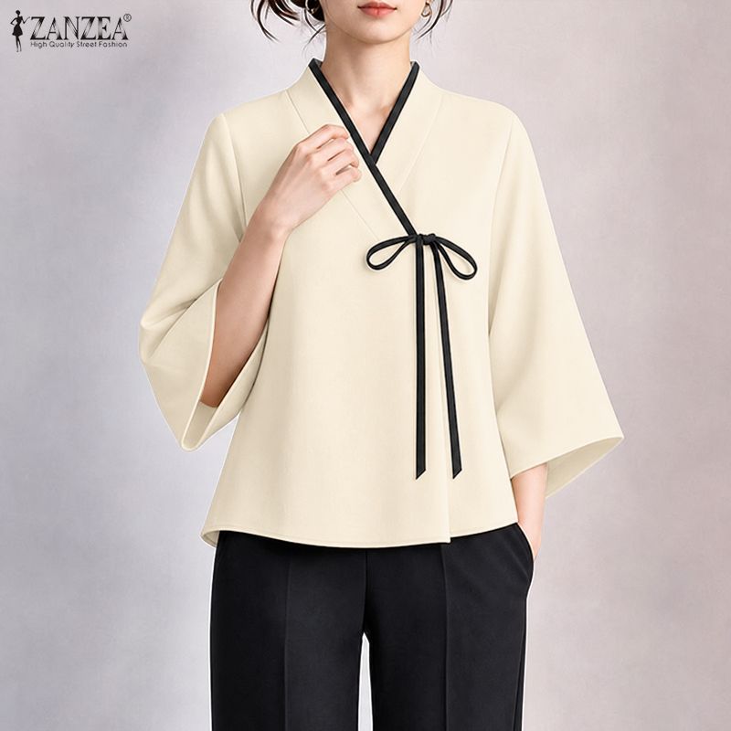 ZANZEA Damen Bluse im chinesis – Tie Front Shirt Bewertung und Preis