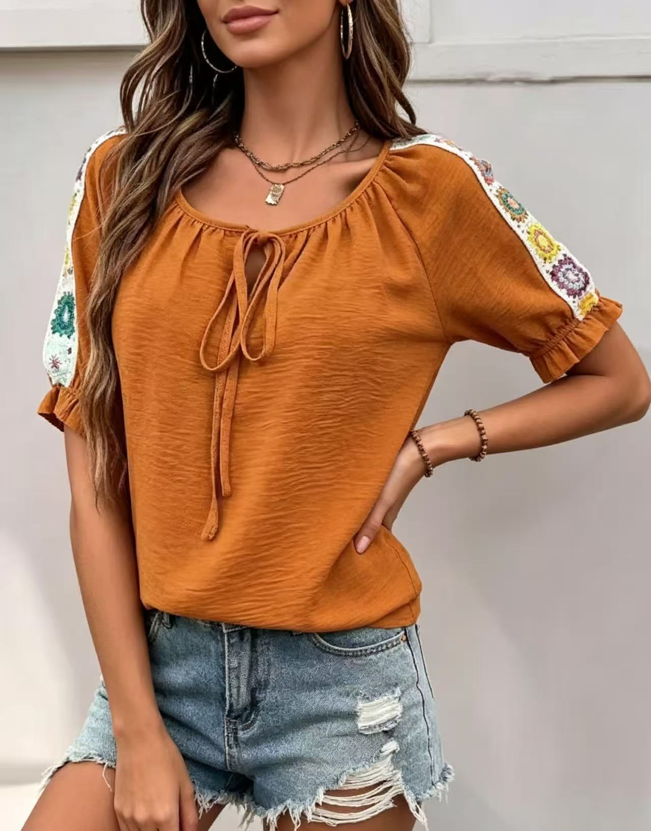 Boho Damenbluse mit Bindeband  – Tie Front Shirt Bewertung und Preis