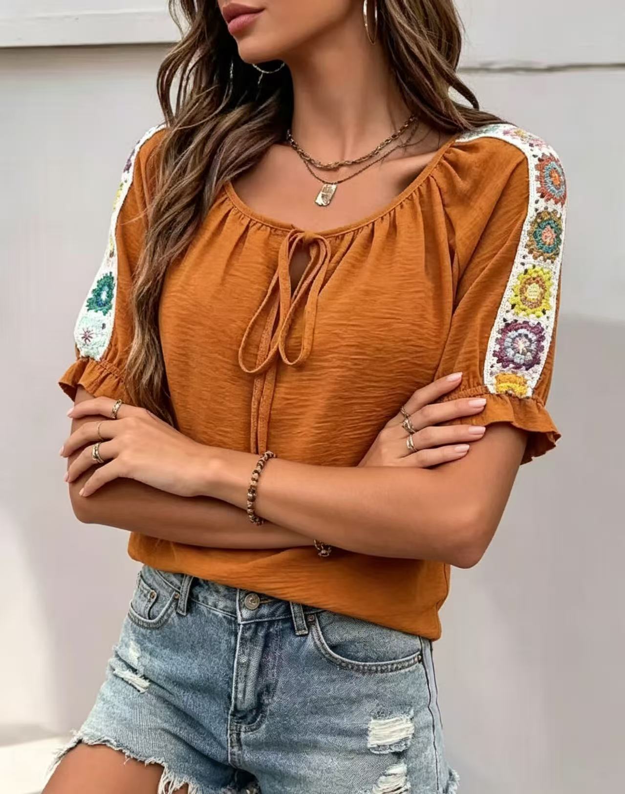 Boho Damenbluse mit Bindeband  – Tie Front Shirt Bewertung und Preis